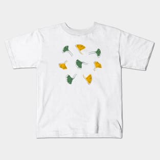 Ginkgo Biloba leaves offset - Green and Yellow Kids T-Shirt